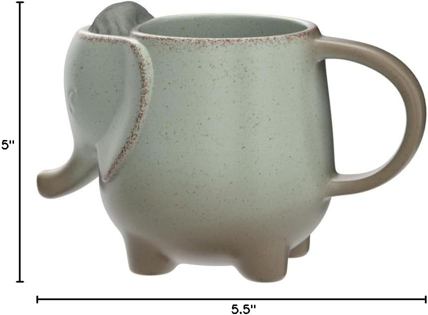Ceramic 15oz Elephant Tea Mug Green