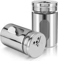 2pcs Salt and Pepper Shakers,Stainless Steel Shaker for Salt Powder Sugar Cinnamon Pepper, Spice Dispenser with Adjustable Pour Holes,Silver