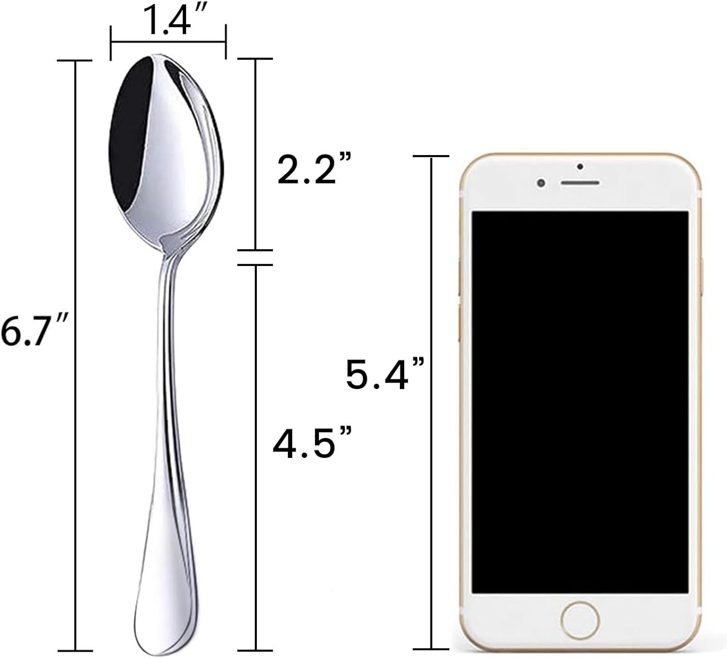 Teaspoons Stainless Steel, 6 Piece Dinner Spoons Set 6.7 inches Dessert Spoons Use for Home, Kitchen or Restaurant