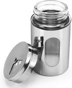 2pcs Salt and Pepper Shakers,Stainless Steel Shaker for Salt Powder Sugar Cinnamon Pepper, Spice Dispenser with Adjustable Pour Holes,Silver