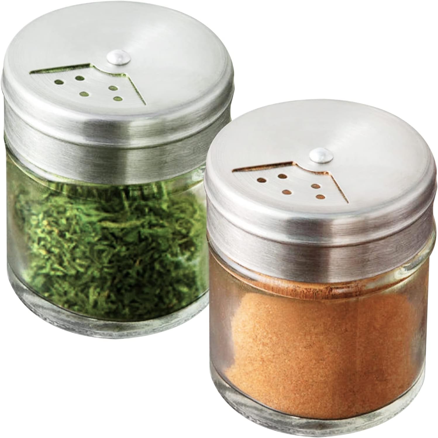 2-Pack 1.5oz Glass Spice Seasonings Shaker With Adjustable Lid