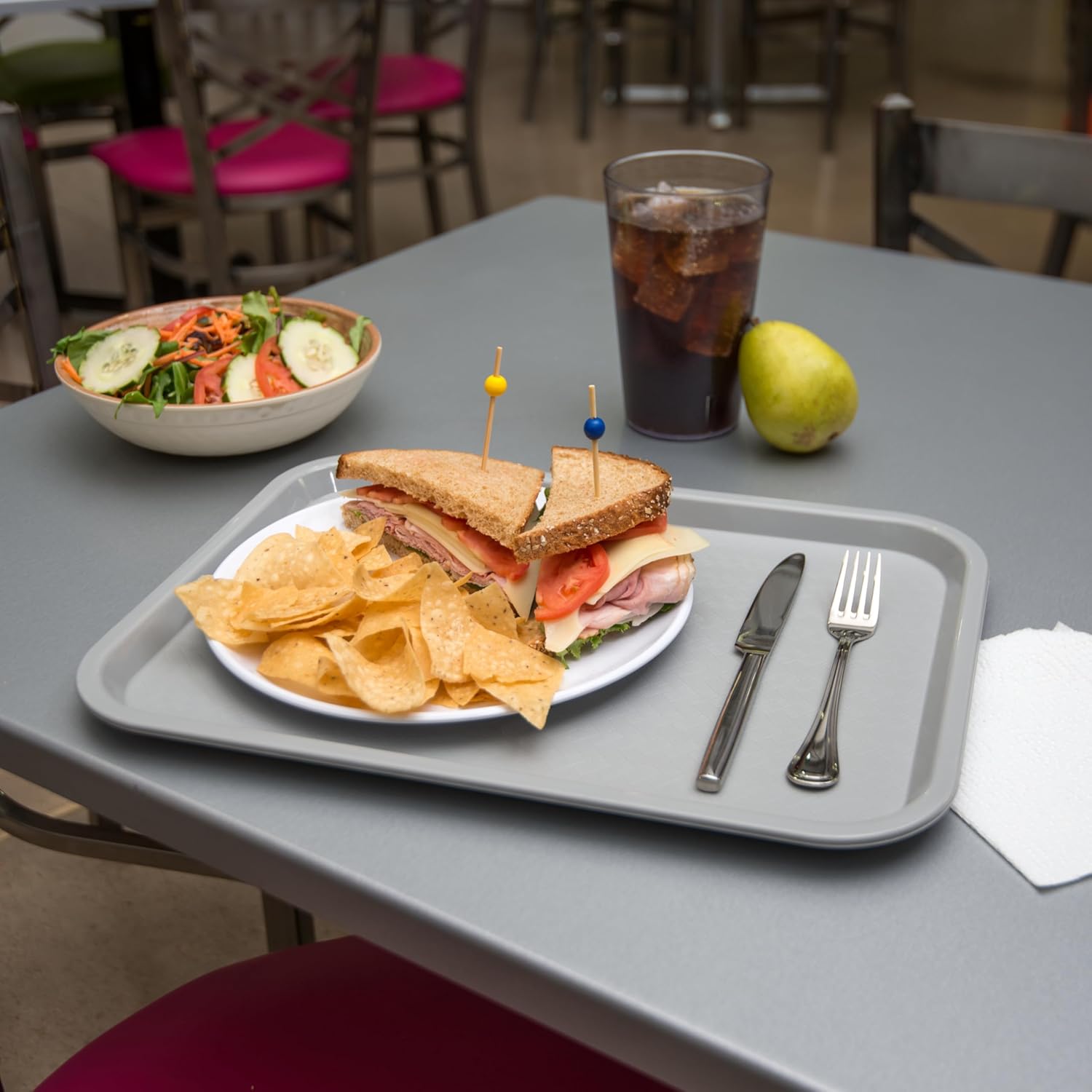 Café Standard Cafeteria / Fast Food Tray, 12" x 16", Gray